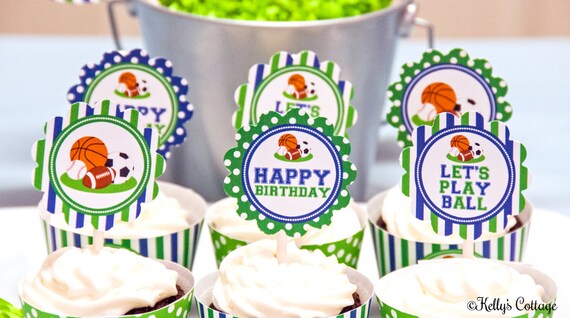 Sports Birthday Party 2 Inch Party Circles, Instant Download, Cupcake Toppers, Favor Tags, Decorative Circles Il_570xn