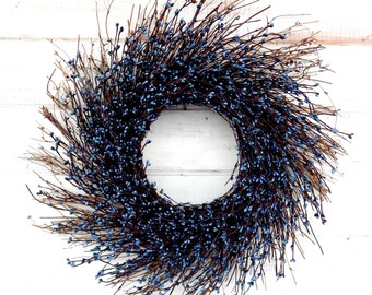 Fall Wreath-Winter Wreaths-COUNTRY CHIC BLUE Twig Wreath- Door Wreath-Rustic Wreath-Blue Home Decor-Gifts-Custom Wreaths-Scented Wreaths