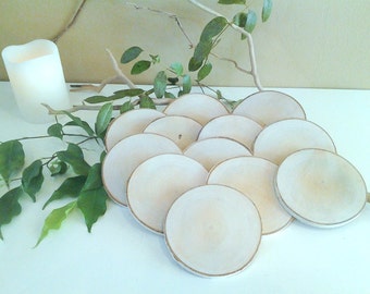 25 Large 4" Natural White birch tree slices - Rustic wedding decor - DIY projects- Save the date - Birch logs - Wood tree slices