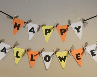 HAPPY HALLOWEEN Banner Candy Corn Banner