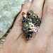ASTRAL / Galaxy Raw Rainbow Titanium Aura Druzy Quartz Crystal Cluster Gemstone Statement Ring - Summer, Boho, Gypsy, Festival, Fashion