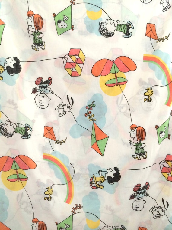 Vintage Snoopy Twin Sheet Set Kites Peanuts by ...