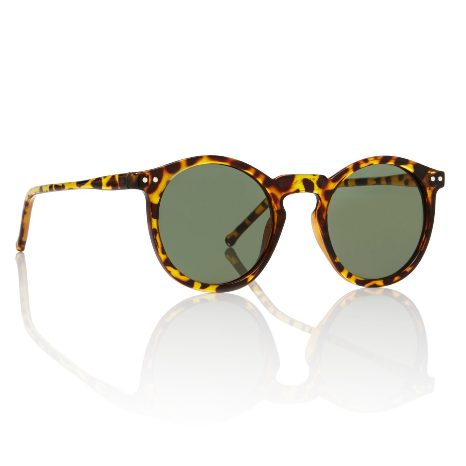 O Malley Sunglasses Tortoise Round Frame Forest Green Lens ...