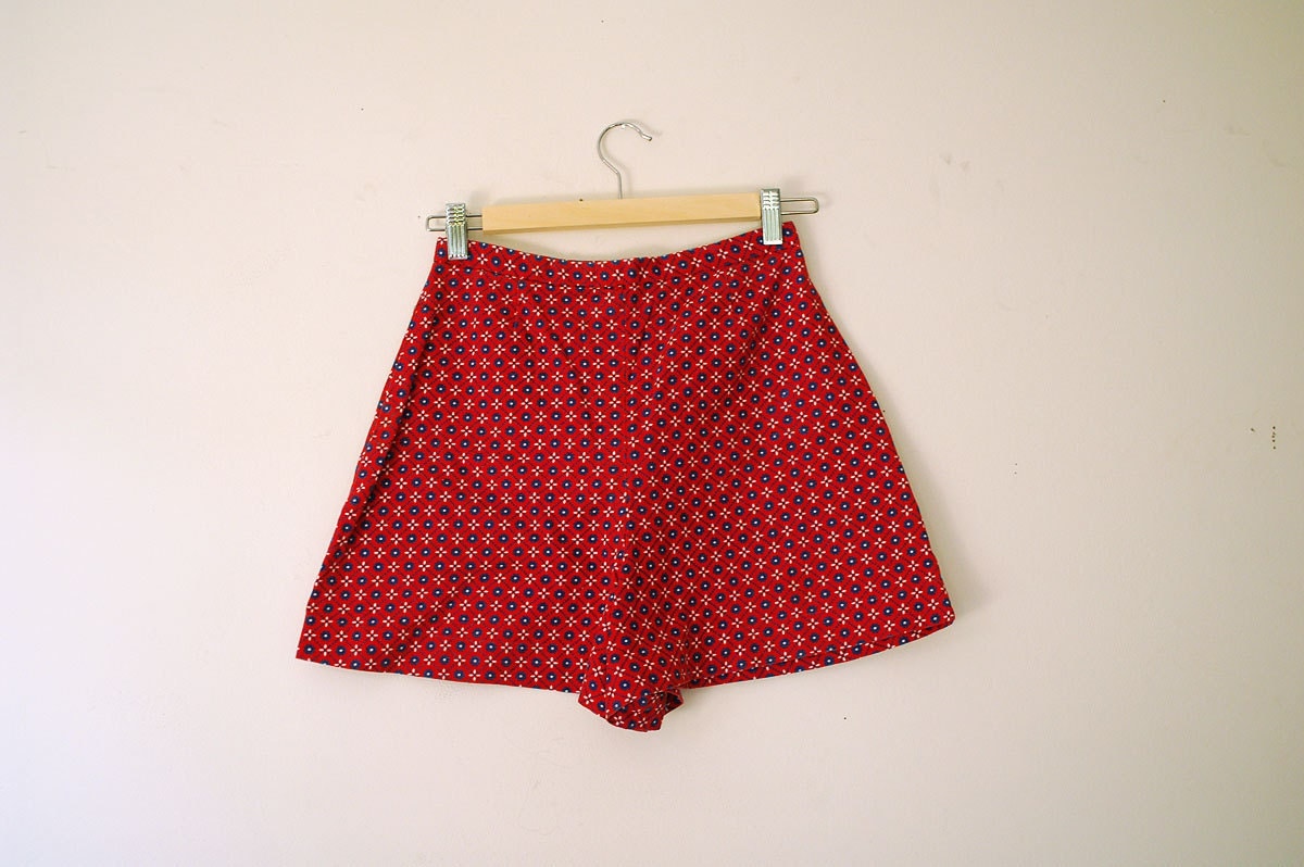 Vintage Red Pattern High Waisted Shorts by FoundandFeral on Etsy