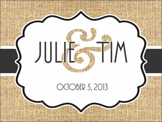 100 4" x 3" Burlap Welcome Bag/Box Labels - Wedding Stickers Printed with Your Colors Il_570xn