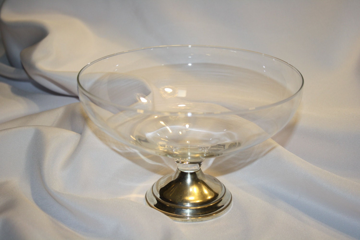 Footed Crystal Compote, Serving Bowl, Towle Weighted Sterling Silver