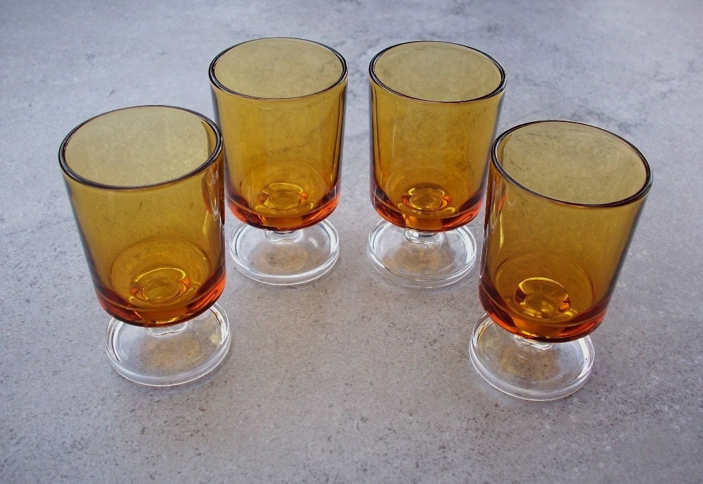 Amber Shot Glasses or Liqueur Glasses Set of 4 Haute Juice