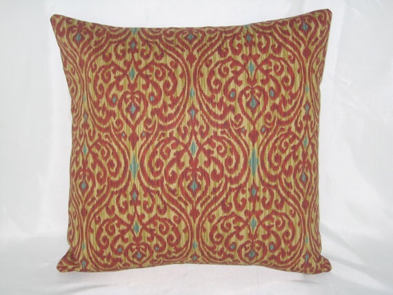 THROW PILLOW sham / cover fits 16x16 rust brown and blue