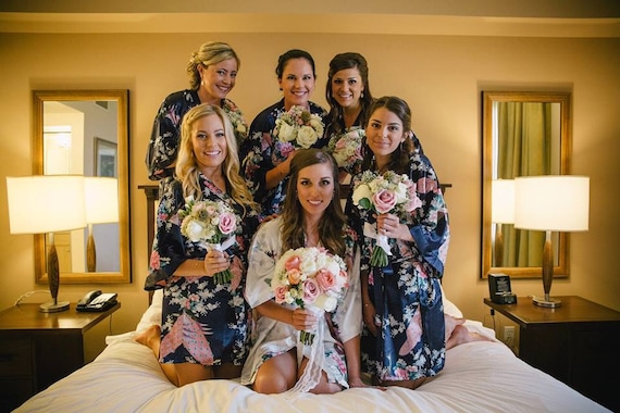 robe  of  Bridesmaids Robe, 6 bridesmaid set gift  gift, Satin Robes, Bridesmaid Robes Silk Set