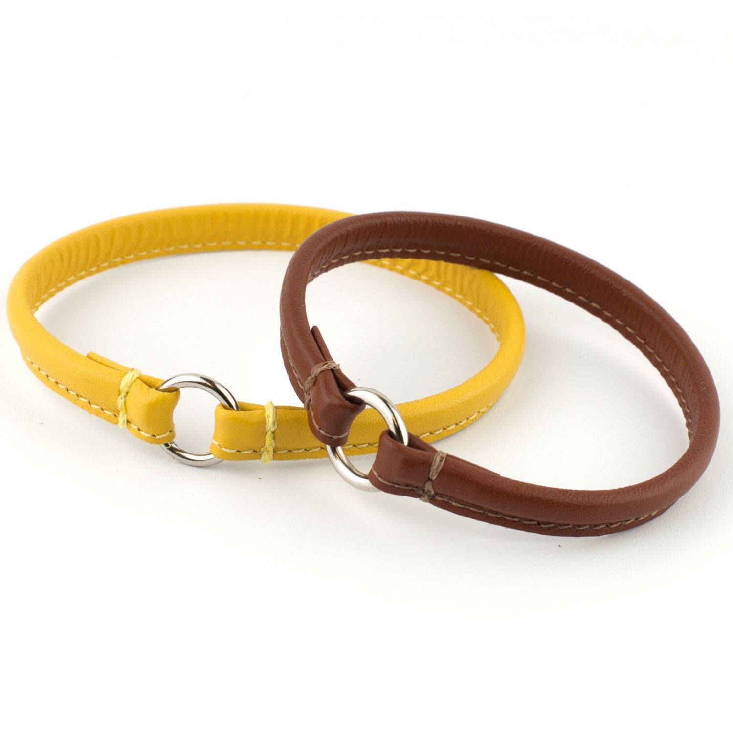 Soft Identification Tag Collar Rolled Leather ID Tag Collar