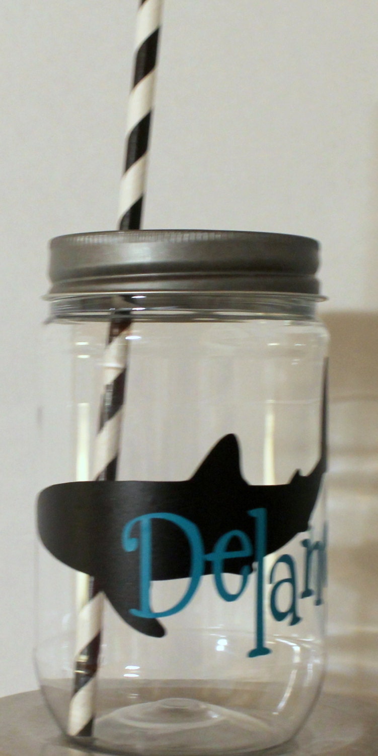 Personalized Plastic Mason Jar Whale Shark by RememberedOnceMore