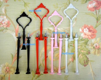 4 x 3 tier Coloured Cake Stand Fittings Black Red Pink White "heavy" size