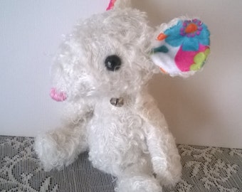 Mohair Mouse Rat Rodent Artist Bear White Stuffed Animal Plush Plushie Soft Softie Cute Ooak Gift Handsewn