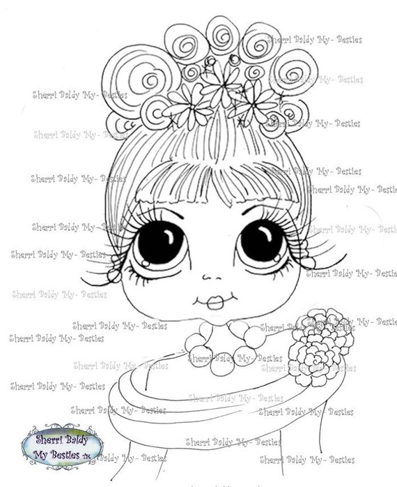 INSTANT DOWNLOAD Digital Digi Stamps Big Eye Big Head Dolls Digi Audery U Close By Sherri Baldy