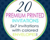 20 Printed Invitations with FREE Colored Envelopes #816 Il_170x135