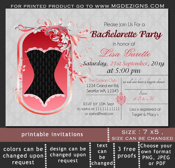 Templates For Corset Bachelorette Party Invitations 7