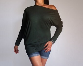 Items similar to V Neckline Long Sleeve Top/ Shirt / Blouse High / Low ...