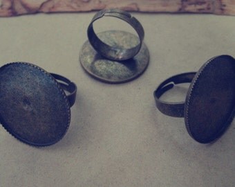 10pcs Adjustable antique bronze Ring Blanks 25mm