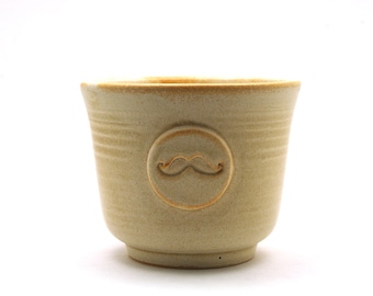 Wet Shaving Bowl with a Mustache, Cream Moustache Shave Cup, Fathers Day Dad Grooming Gift for Men - Ready to Ship
