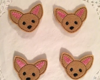 Brown mini felt chihuahua applique- set if 4.