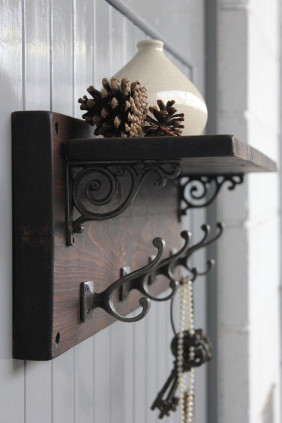 reclaimed wood victorian coat hook shelf