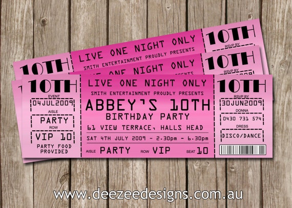 Concert Ticket Birthday Invitations 6