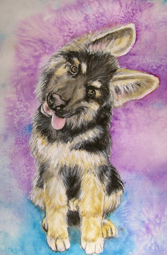 The Guardian German Shepherd Original Watercolor by PaintedbyCarol