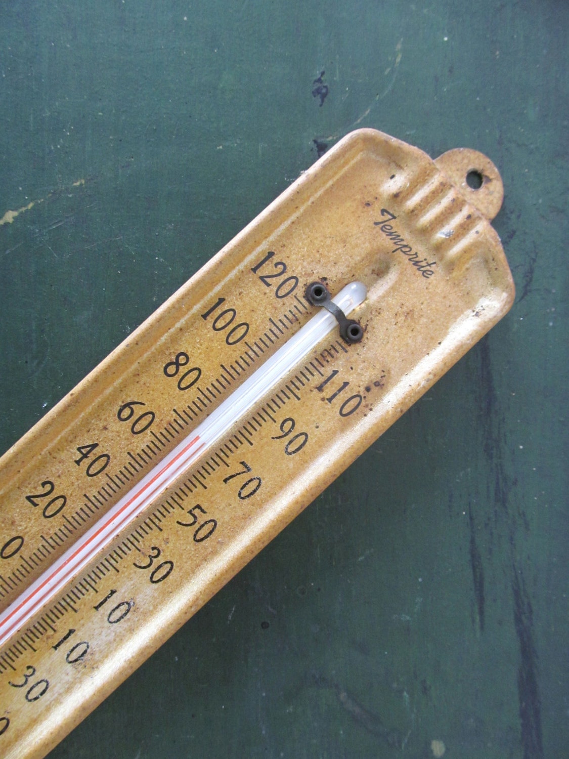 Antique Metal Thermometer Outside by rusticwrenantiques on Etsy