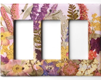 Rocker Switch Plates Pressed Flower Art PRINT that looks so real , 3 dimentional
