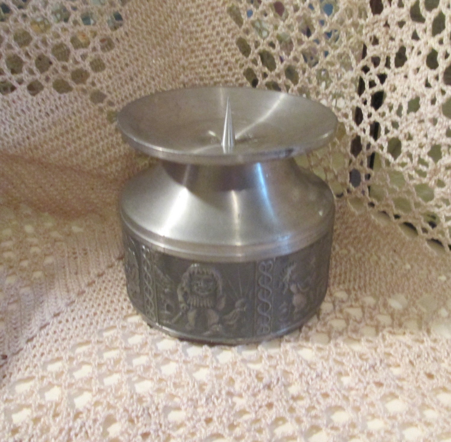 Vintage Norsk Tinn Pewter Candle Holder Norway