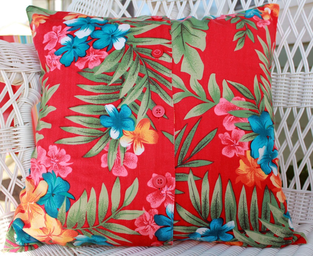 Tropical Print Decorative Throw Pillow Cover Red by Reblooms