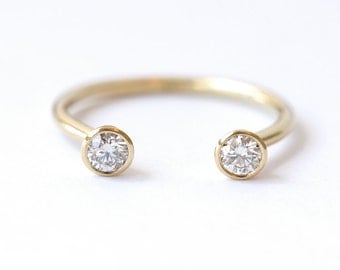 dual stone ring diamond wedding ring horseshoe ring 03 carat round diamonds 18k gold - Horseshoe Wedding Rings dual stone ring diamond wedding ring horseshoe ring 03 carat round diamonds 18k gold - Horseshoe Wedding Rings