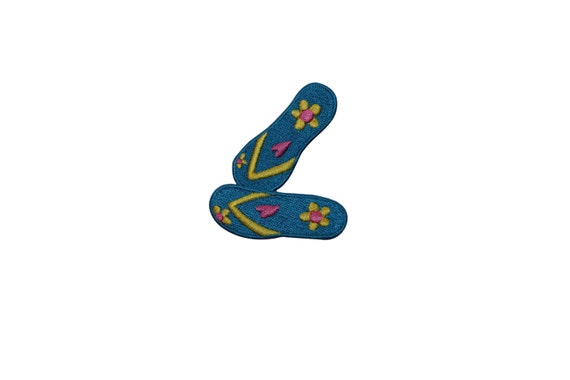 ID 7385 Blue Flower Sandal Flip Flop Fashion Iron On