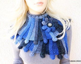 Crochet Scarf PATTERN Multicolor Scarf Fantasy Chunky Scarf Pattern Diy Crafts Women's Gift Instant Download PDF Pattern #90 Lyubava Crochet