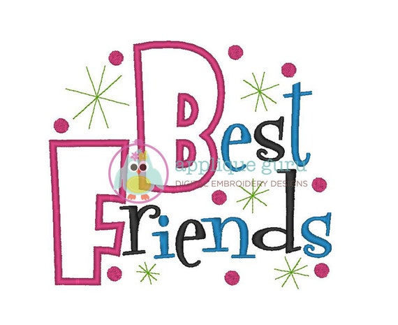 Best Friends Machine Embroidery Applique Design 