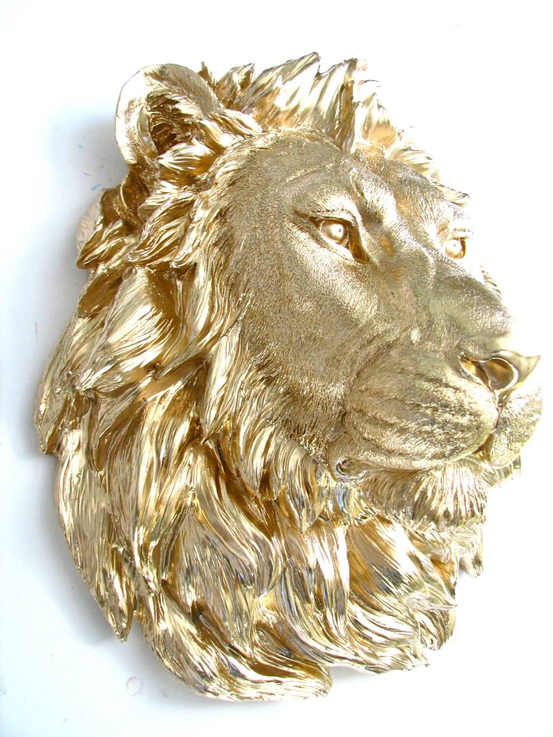 stuffed lion head wall mount