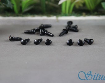20 Pcs 6mm Black oval Safety Nose/Eyes for crochet doll or Needle felting