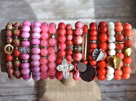 Handcrafted Gemstone Beaded Bracelets / Charm by BeadRustic