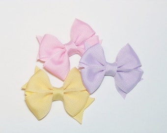 Set of 3 Mini Baby Hair Bows, Pastel Baby Hair Bows, Set of 3 Infant Hair Bows