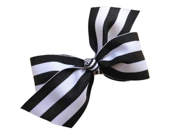 Black & white striped hair bow girls hair bows girls bows