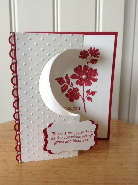 Items similar to Stampin Up handmade Thank you card - fun fold with