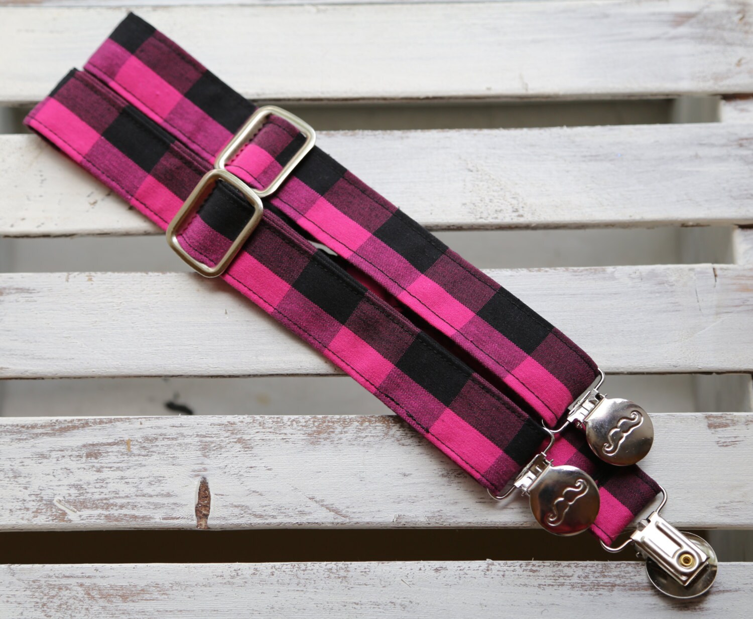 Punk Suspenders Pink and Black