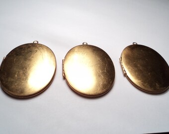 3 - Large brass 46x38mm Oval Lockets - m151new