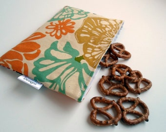 Reusable Snack & Sandwich Bag -- Abstract Flowers, Eco-Friendly