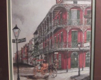 Vintage framed and matted print by Knut Engelhardt jborn in Germany this is the Lace building
