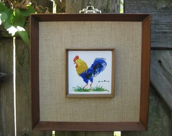 ... Framed Art Tile- -Artist Signed -Oriental Brass Hanger-Grass Cloth Mat ... Framed Art Tile- -Artist Signed -Oriental Brass Hanger-Grass Cloth Mat