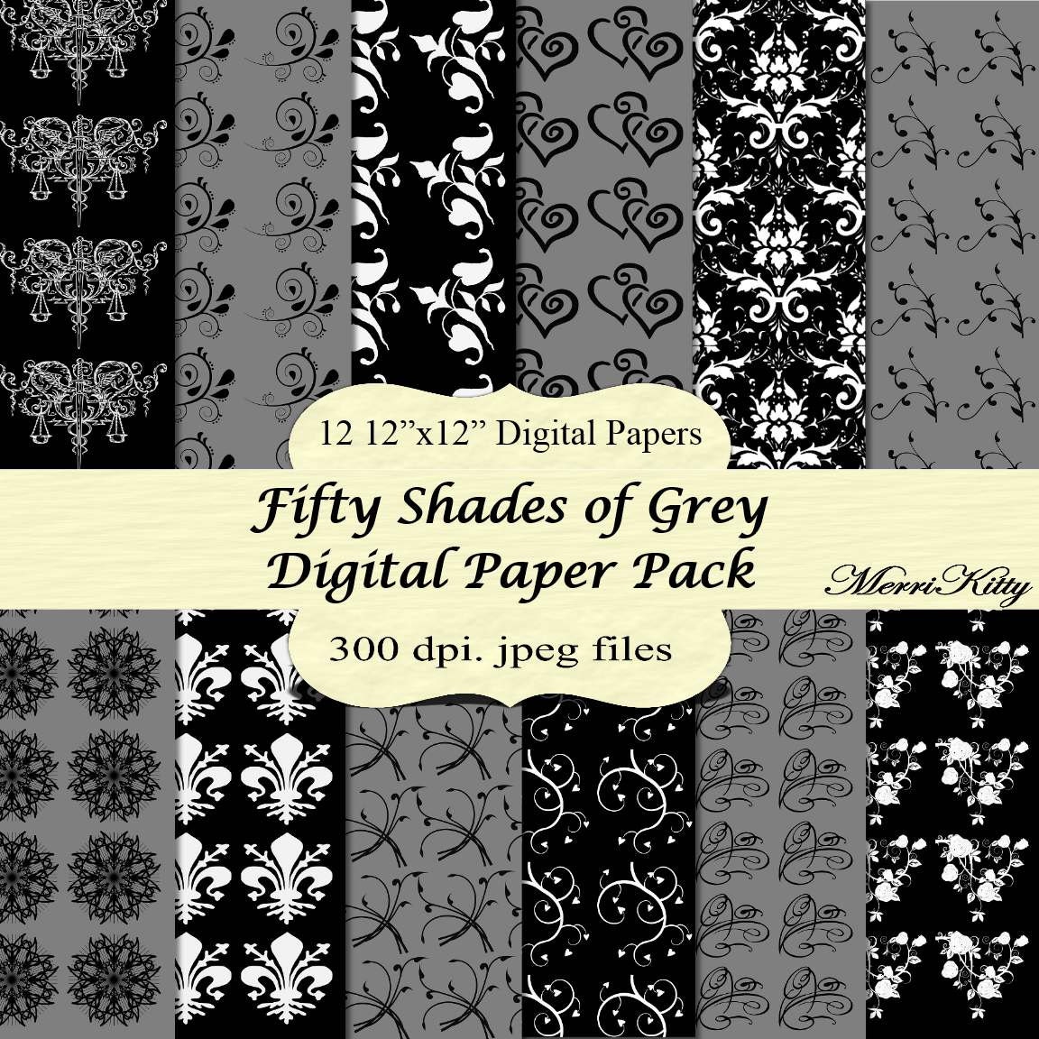 INSTANT DOWNLOAD - Digital Scrapbook Paper Pack - Fifty Shades of Grey ...