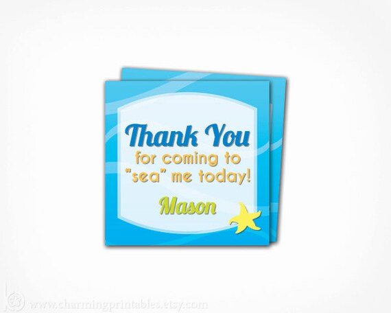 Under the Sea Tags - PRINTABLE File Birthday Favor Labels - Fish Birthday Party, Pool Party - Under the Sea Collection Il_570xn