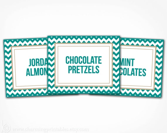 Chevron Labels - Custom Colors, Font - PRINTABLE PDF File - Chevron Buffet Labels, Food Labels, Menu Cards - Chevron Collection Il_570xn