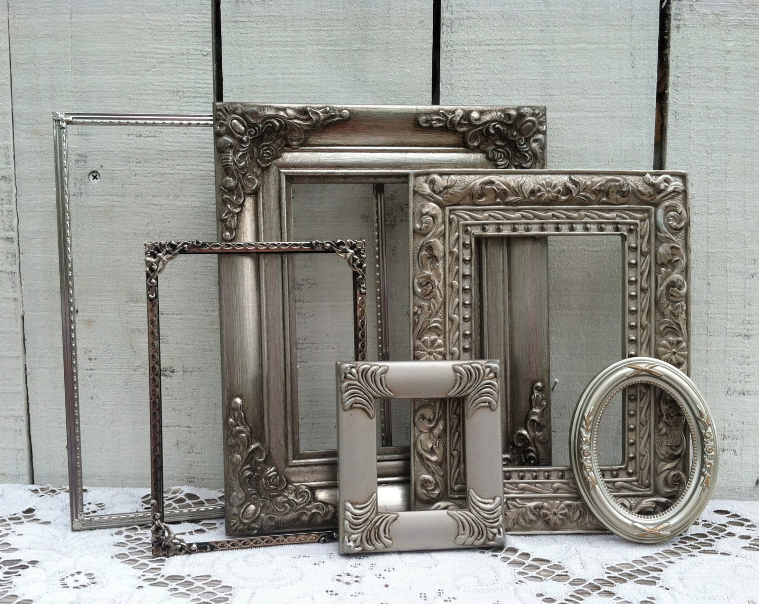 6 Silver Wall Frames French Inspired Open Wall Gallery